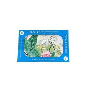 Vintage Meyercord bird plant lotus decal